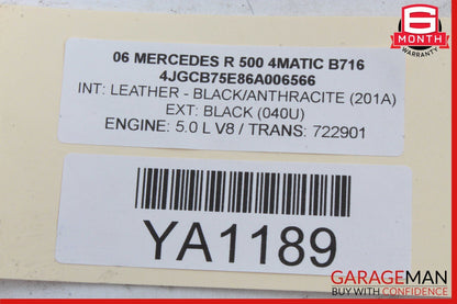 06-09 Mercedes W251 R500 Rear Center Console A/C AC Heater Switch Panel Assy