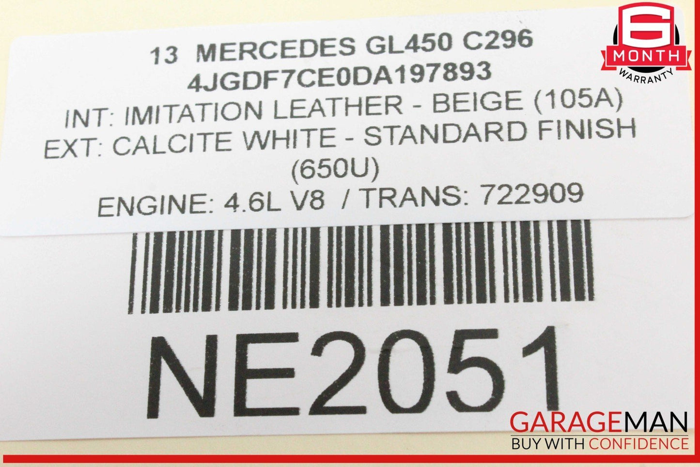 11-20 Mercedes X166 GL450 CL550 Left Side Air Intake Hose Duct Pipe OEM