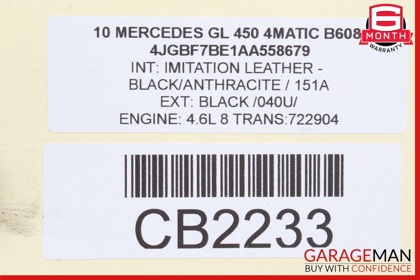 06-12 Mercedes X164 GL450 R350 Front Upper Radiator Core Tie Bar Support Frame