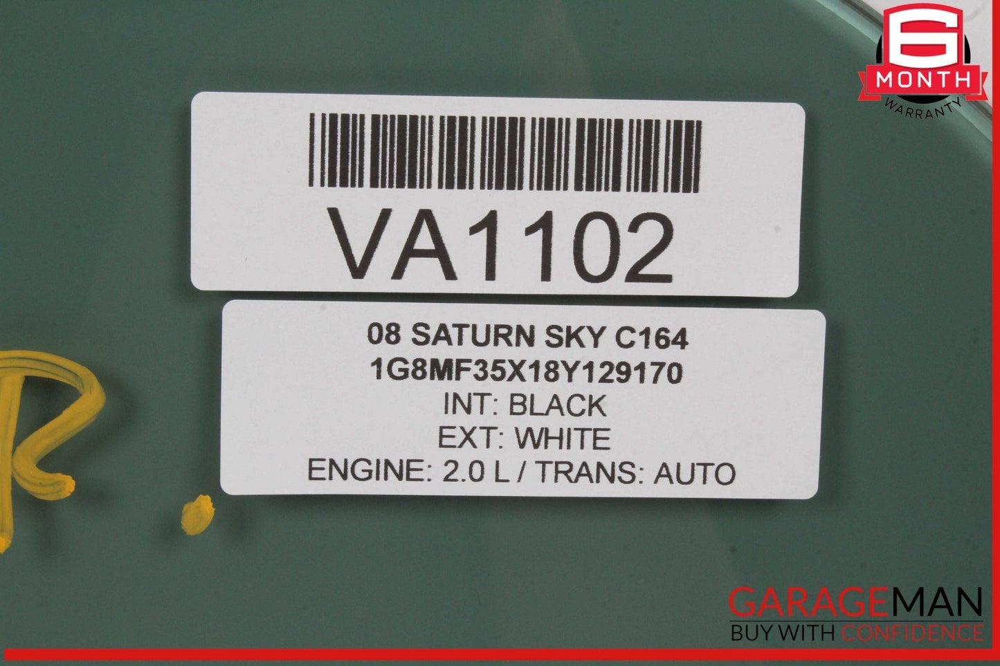 07-10 Saturn Sky Front Right Passenger Side Door Window Glass 25847881 OEM