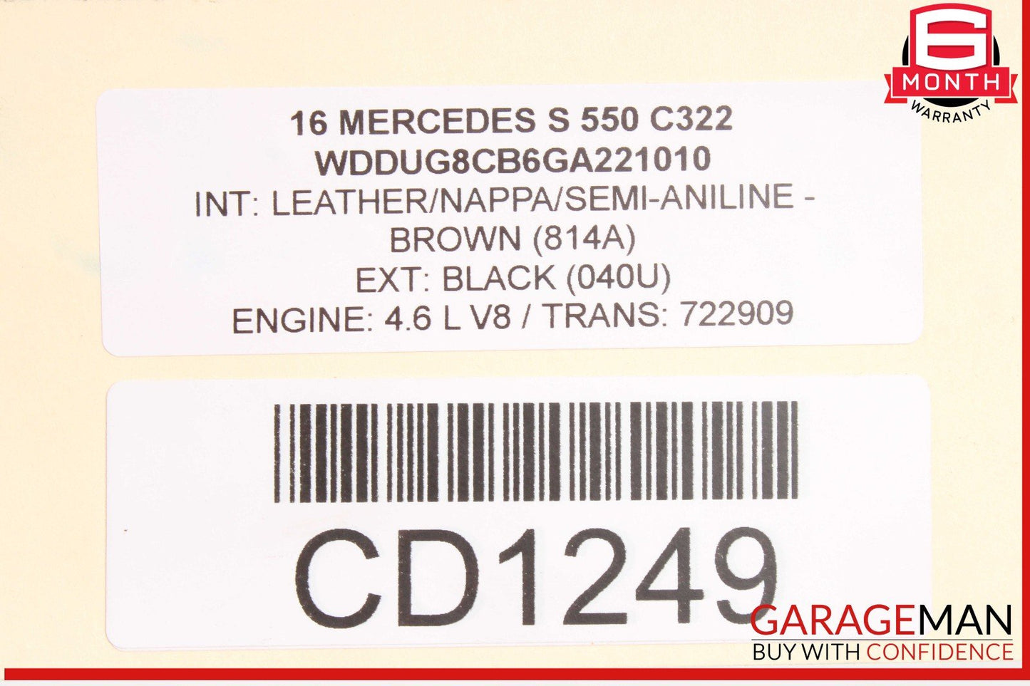 14-17 Mercedes W222 S550 Rear Right Top Upper Seat Cushion OEM