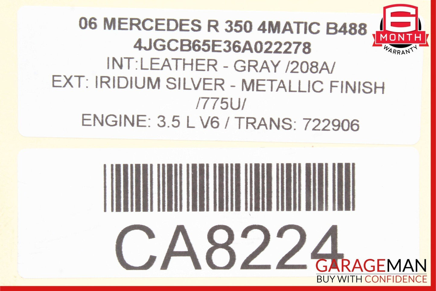 06-12 Mercedes W251 R350 R550 Rear Left Driver Side Quarter Glass Window Motor