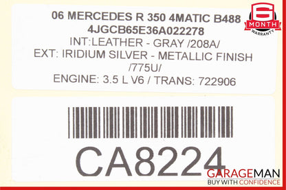 06-12 Mercedes W251 R350 R550 Rear Left Driver Side Quarter Glass Window Motor