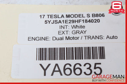 16-20 Tesla Model S Rear Left Driver Side Seat Bolster Cushion Cover White OEM
