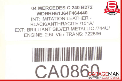 01-04 Mercedes W203 C240 Fuel Injection Rail Line w/ Injectors 1120700895 OEM