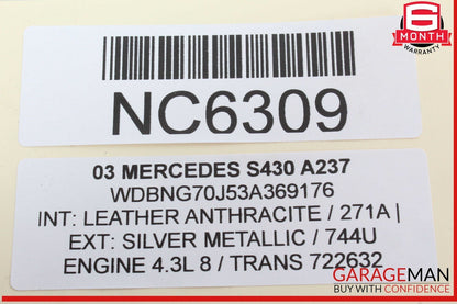 00-06 Mercedes W220 S430 S500 Rear Left or Right Side Dome Light Mirror Gray