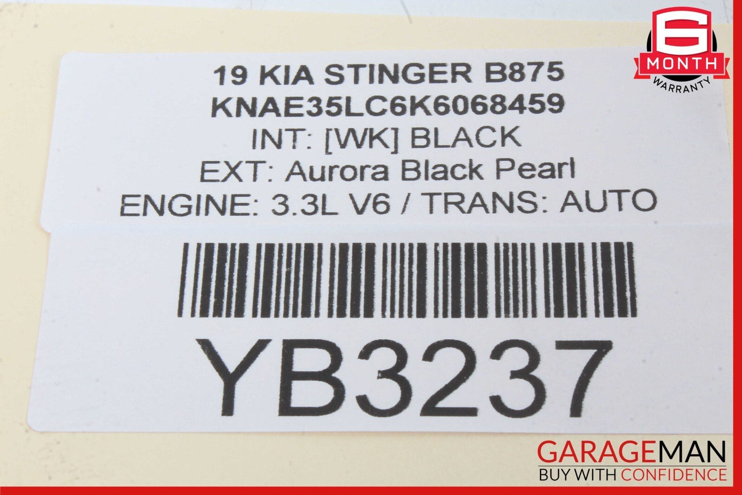 18-23 KIA STINGER RIGHT DRIVER REAR UPPER QUARTER C PILLAR TRIM PANEL OEM