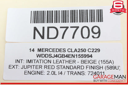 11-20 Mercedes W117 CLA250 Right Side Intake Camshaft 2700501147 OEM