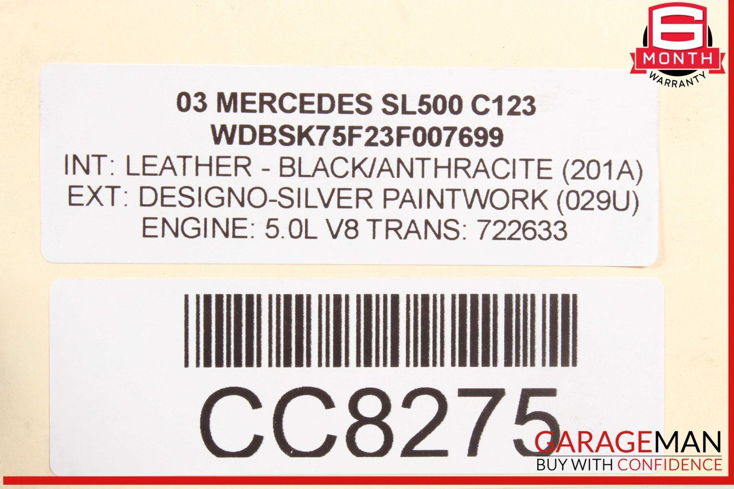 00-04 Mercedes R230 SL500 5G-Tronic Automatic Transmission Assembly 722.633 117k