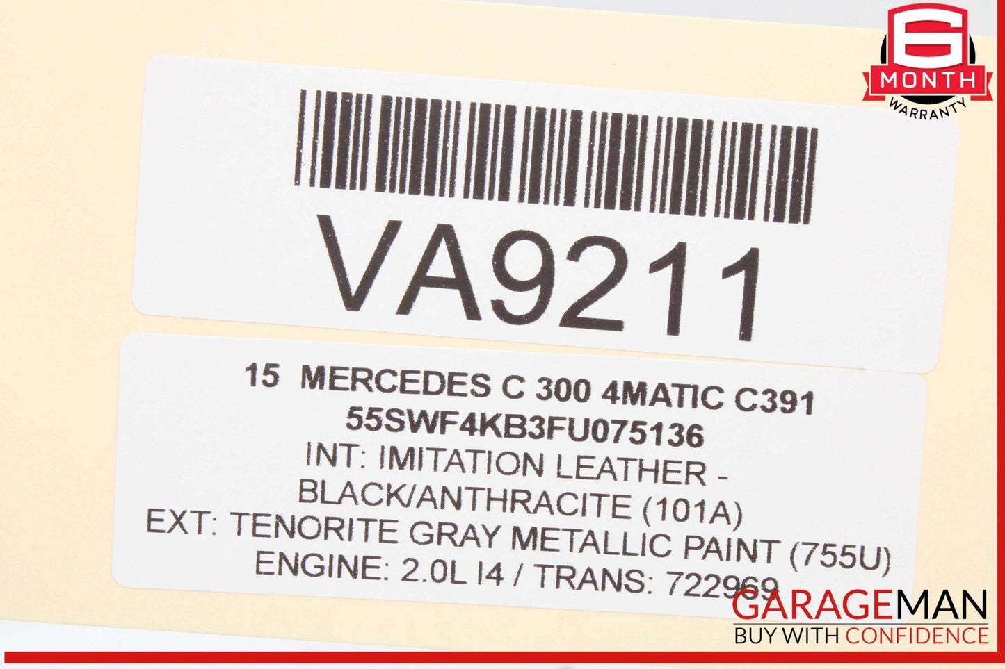 15-20 Mercedes W205 C300 4MATIC Front Left Side Exterior Door Handle Gray OEM