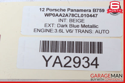10-16 Porsche Panamera 970 Rear Right Side Seat Bolster Trim Module Assy Beige