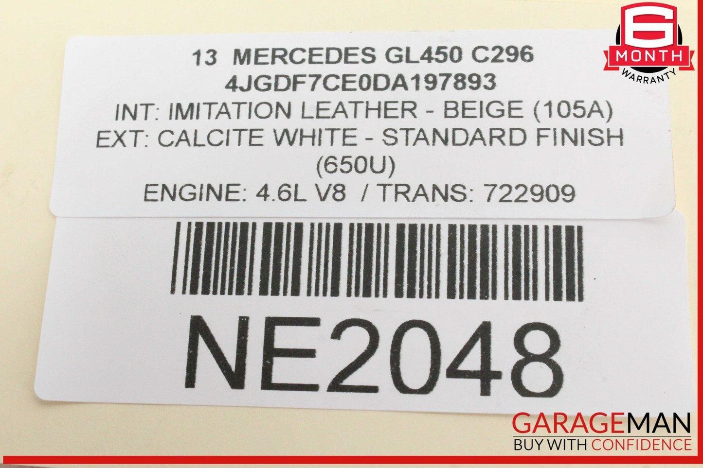 11-20 Mercedes X166 GL450 Right Side Turbocharger Air Intake Duct Tube OEM