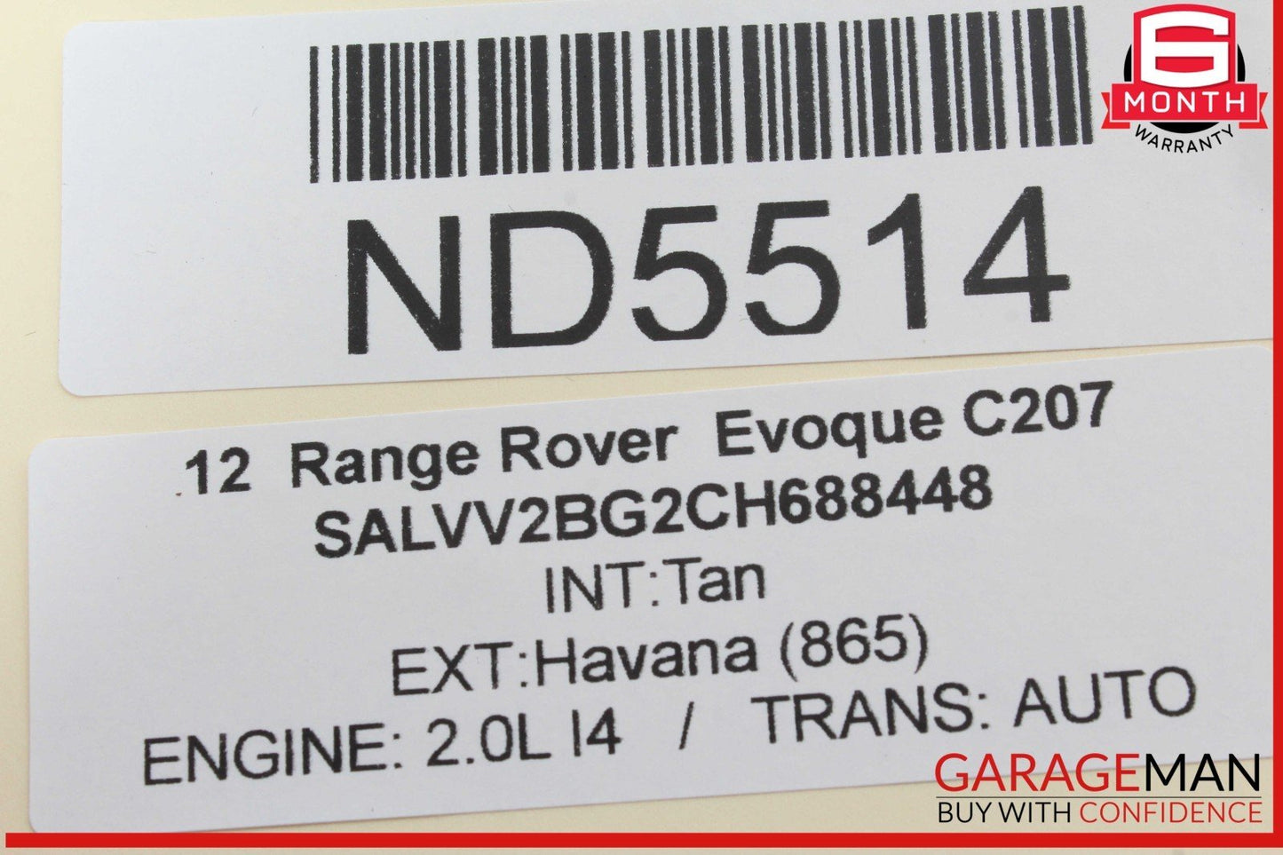 12-13 Range Rover Evoque Front Upper Interior Rear View Mirror w/ Home Link OEM