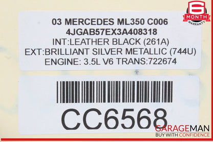 98-05 Mercedes W163 ML350 Front Top Upper Radiator Support Bracket Tie Bar OEM