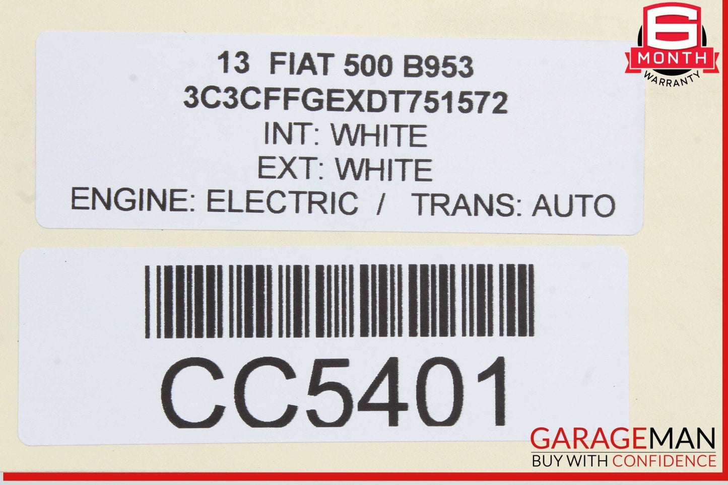 12-17 Fiat 500 Rear Trunk Lid Tailgate Liftgate Shell White OEM