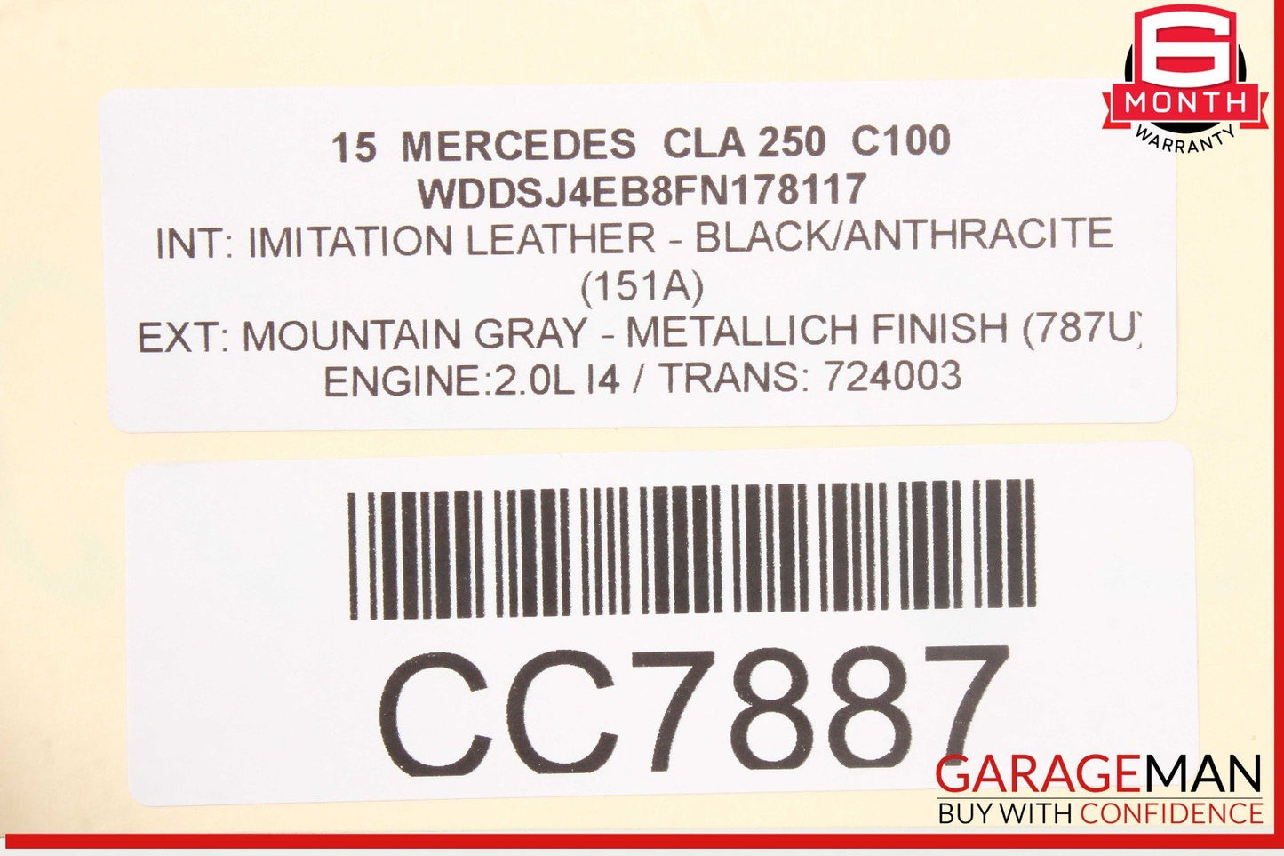 14-20 Mercedes W117 CLA250 Rear Stabilizer Sway Bar w/Links 2463203911 OEM
