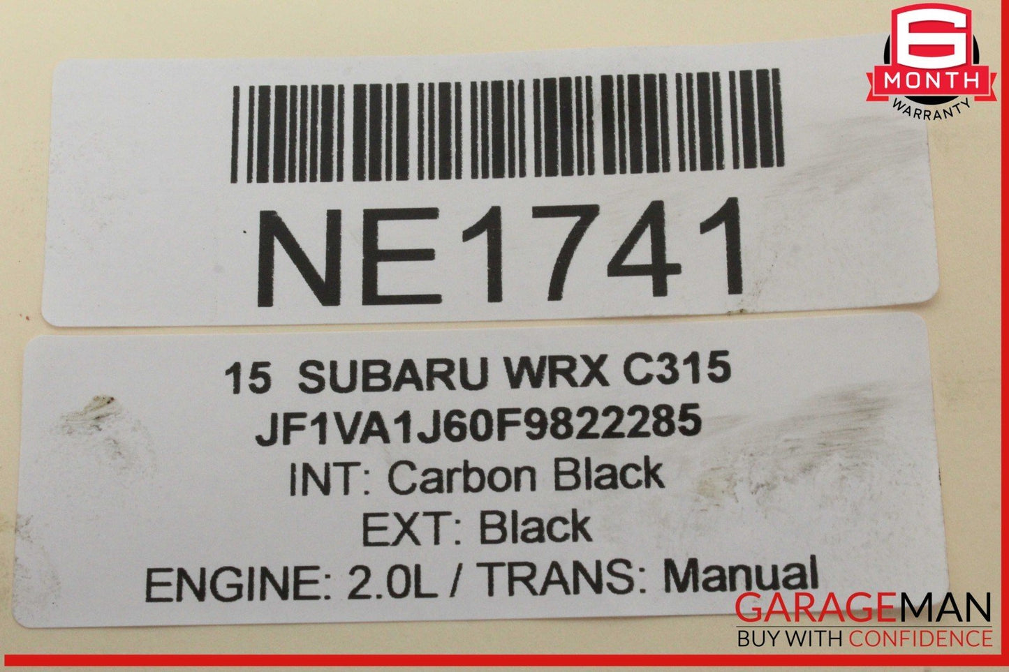 15-18 Subaru WRX Rear Left Driver Side Window Regulator w/ Motor OEM
