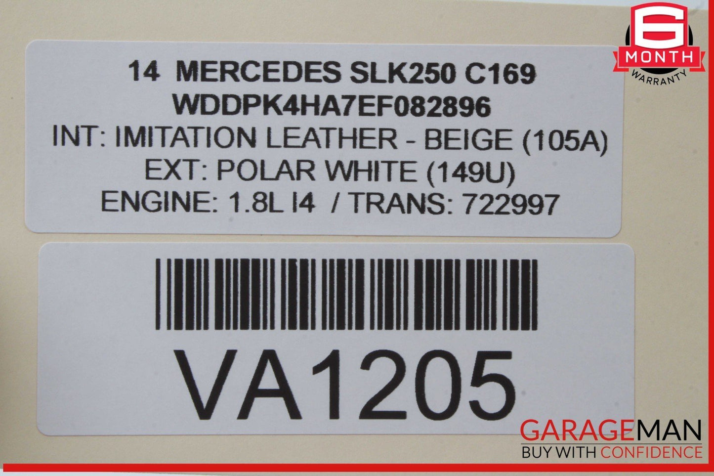 12-16 Mercedes R172 SLK250 SLK350 Front Left Side Door Rear View Mirror White
