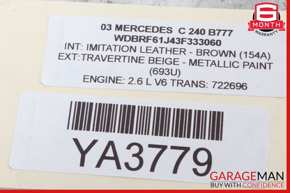 00-04 Mercedes W203 C240 CL600 Front Left Side Foglight Fog Light Lamp OEM