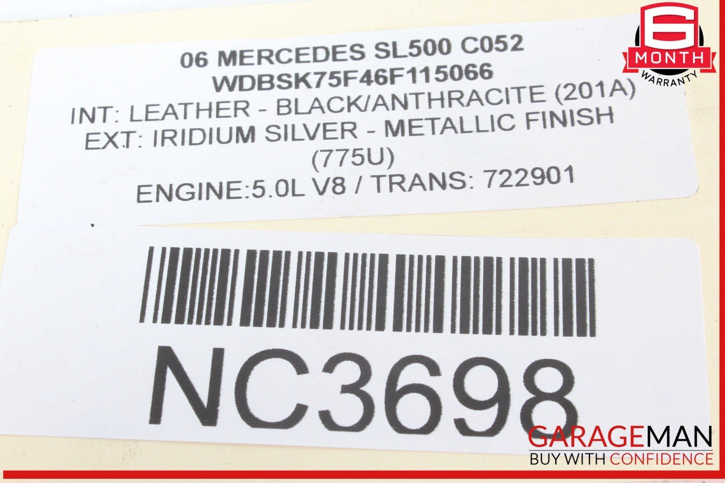 03-12 Mercedes R230 SL500 SL550 Window Quarter Glass Rear Right Plate Panel OEM