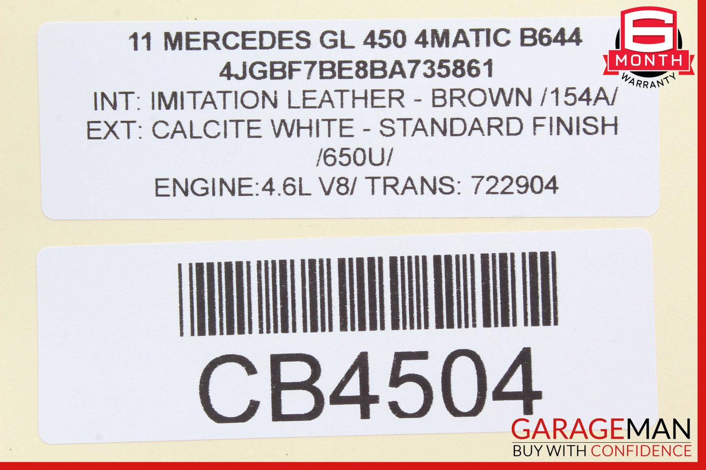 06-19 Mercedes X164 GL450 Rear Left & Right Air Suspension Bag Shock Set of 2