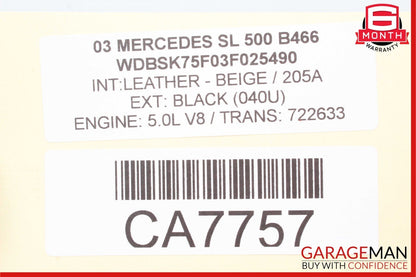 03-06 Mercedes R230 SL500 SL55 AMG Front Right Side Spindle Knuckle Hub Bearing