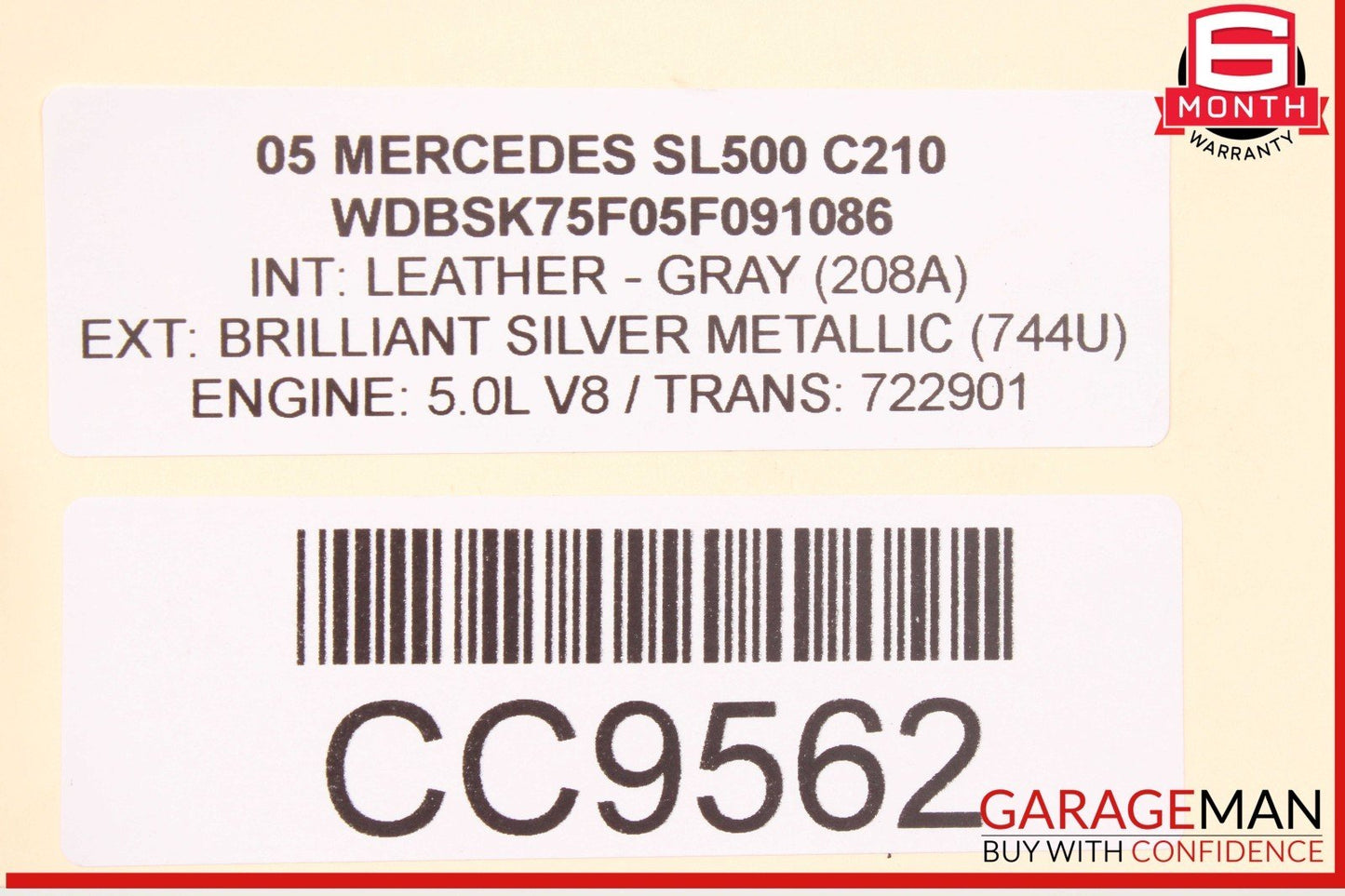 03-08 Mercedes R230 SL550 SL55 AMG Upper Radiator Core Support Headlight Bracket