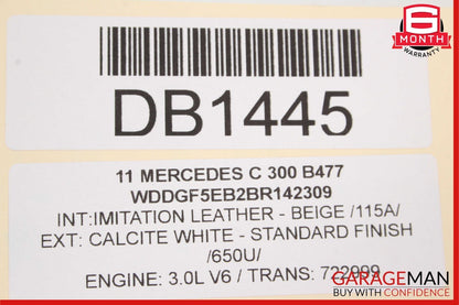 08-14 Mercedes W204 C300 C350 Sedan Front Right Upper Top Seat Cushion Beige