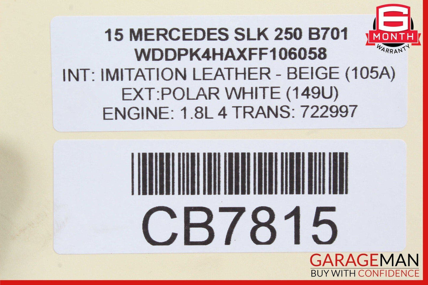 12-20 Mercedes R172 SLK250 SLC300 Door Airbag Left Driver Side 1728602502 OEM