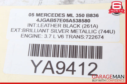 98-05 Mercedes W163 ML350 ML500 Front Right Side Seat Belt Retractor Black OEM