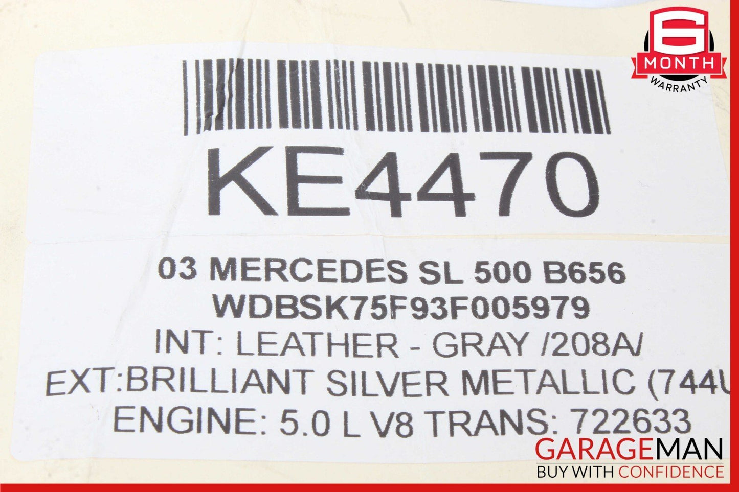 03-12 Mercedes R230 SL500 CLK500 E350 Steering Wheel Airbag Air Bag Gray OEM