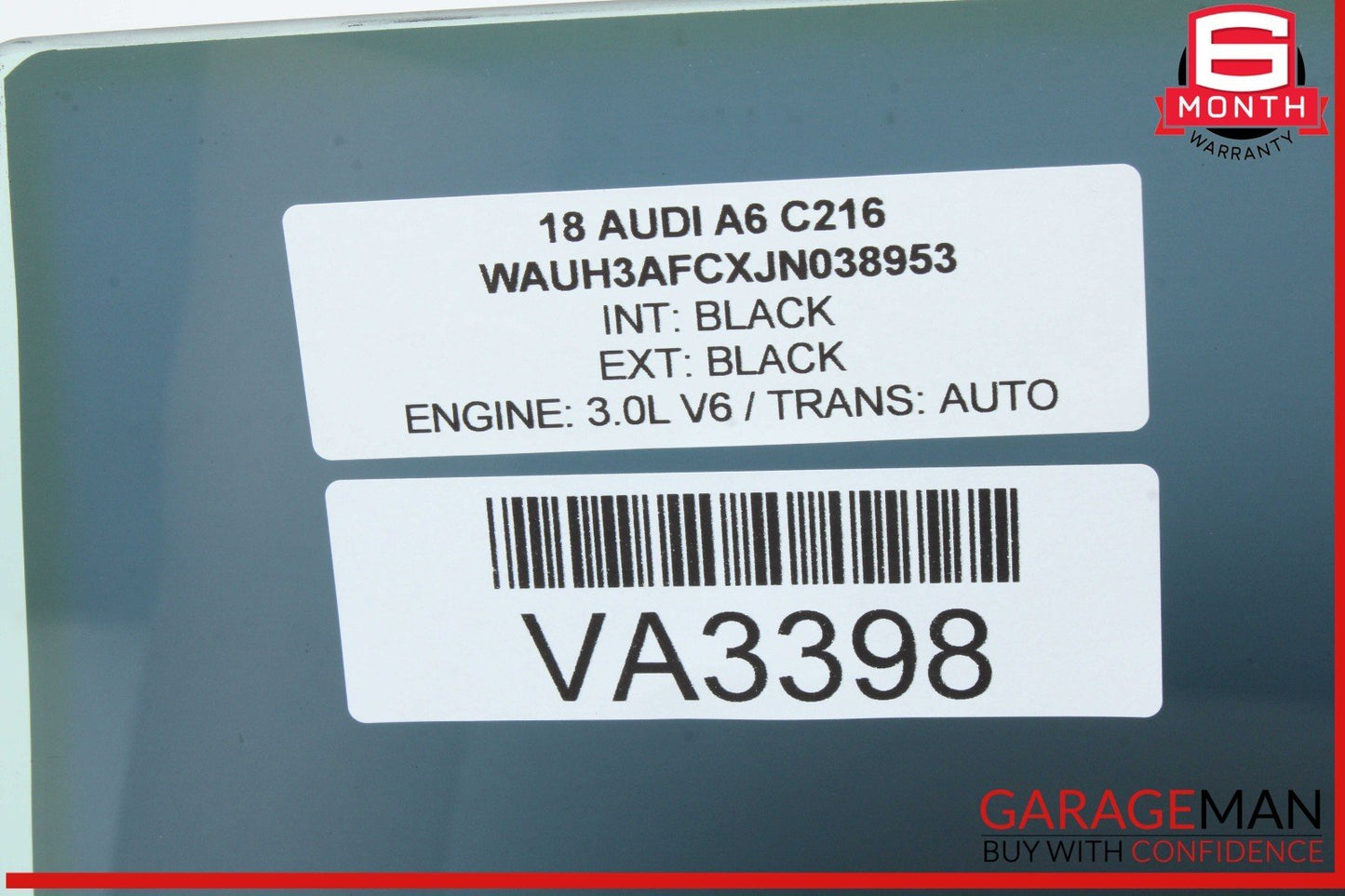 12-18 Audi A6 Rear Right Side Door Window Auto Glass OEM