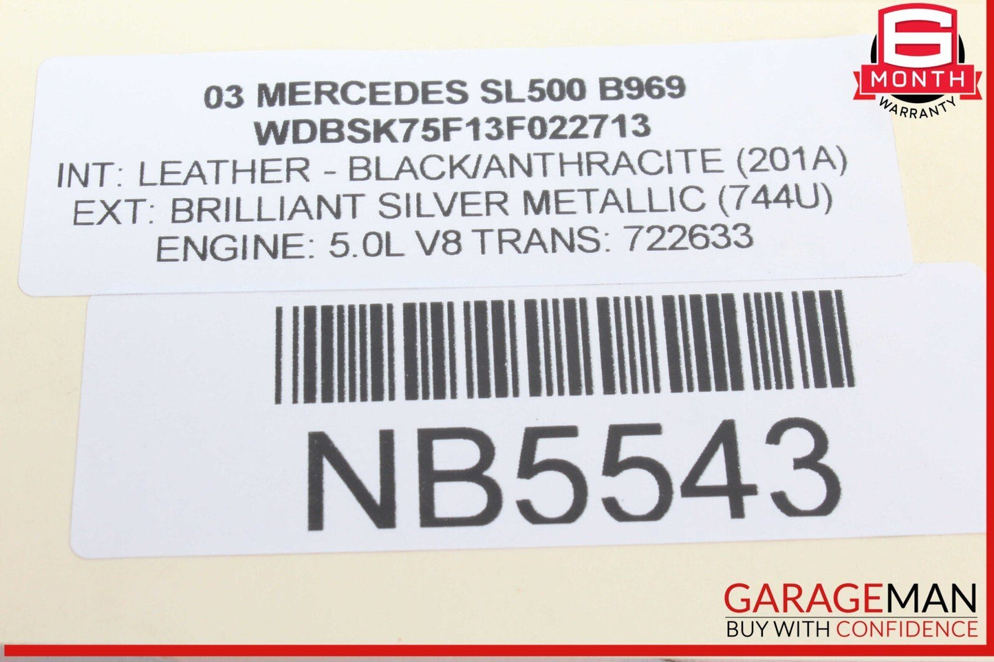 03-08 Mercedes R230 SL500 Rear Right Seat Belt Retractor Luggage w/Speaker OEM