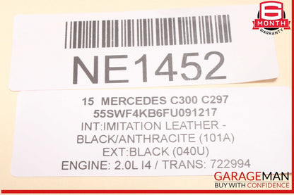 15-21 Mercedes W205 C300 C43 C63 AMG Rear Trunk Lid Shell Cover Panel Black OEM