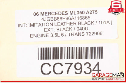 06-12 Mercedes W164 ML350 GL500 Power Steering Rack & Pinion Assembly OEM