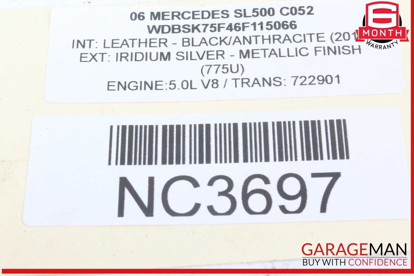 03-12 Mercedes R230 SL500 SL550 Window Quarter Glass Rear Left Plate Panel OEM