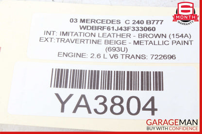 01-07 Mercedes W203 C240 Rear Left & Right Side Shock Absorber Strut Set OEM