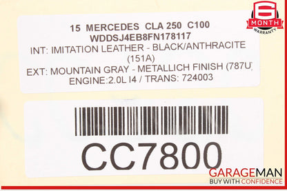 14-19 Mercedes W117 CLA250 CLA45 Rear Left Side Exterior Door Shell Panel OEM