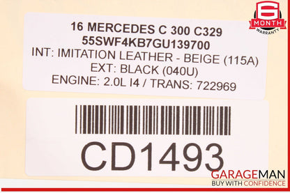15-21 Mercedes W205 C300 C350e C400 Front Left Side Wing Fender Panel Black OEM