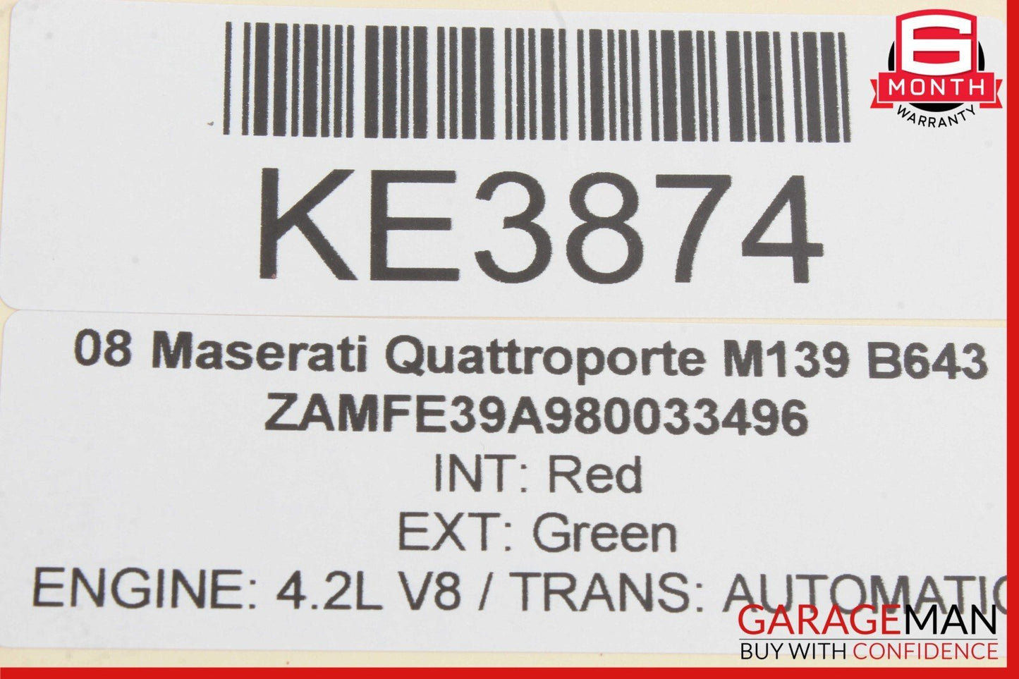 03-08 Maserati Quattroporte M139 Front Right Side Seat Belt Black OEM