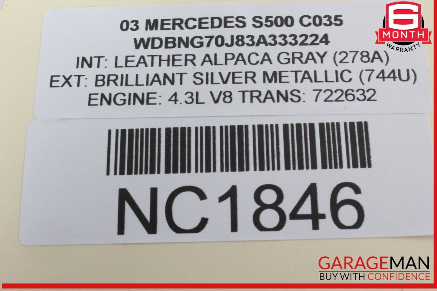 00-06 Mercedes W220 S500 S55 AMG Rear Headliner Reading Map Dome Light OEM