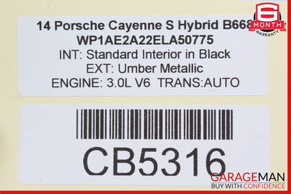 11-18 Porsche Cayenne 958 Hybrid S Front Overhead Dome Light Lamp OEM