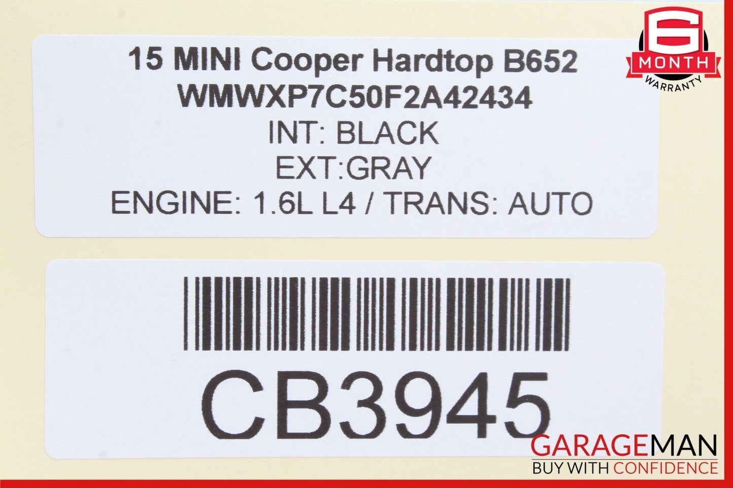 14-19 Mini Cooper Hardtop Rear Tailgate Upper Center Trim Cover Panel OEM