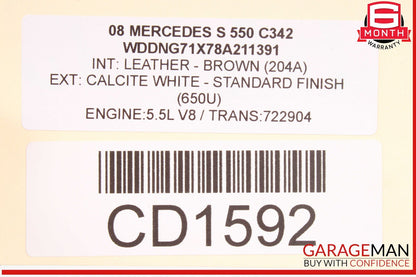 07-09 Mercedes W221 S550 S600 S450 Base Front Bumper Cover Assembly White OEM