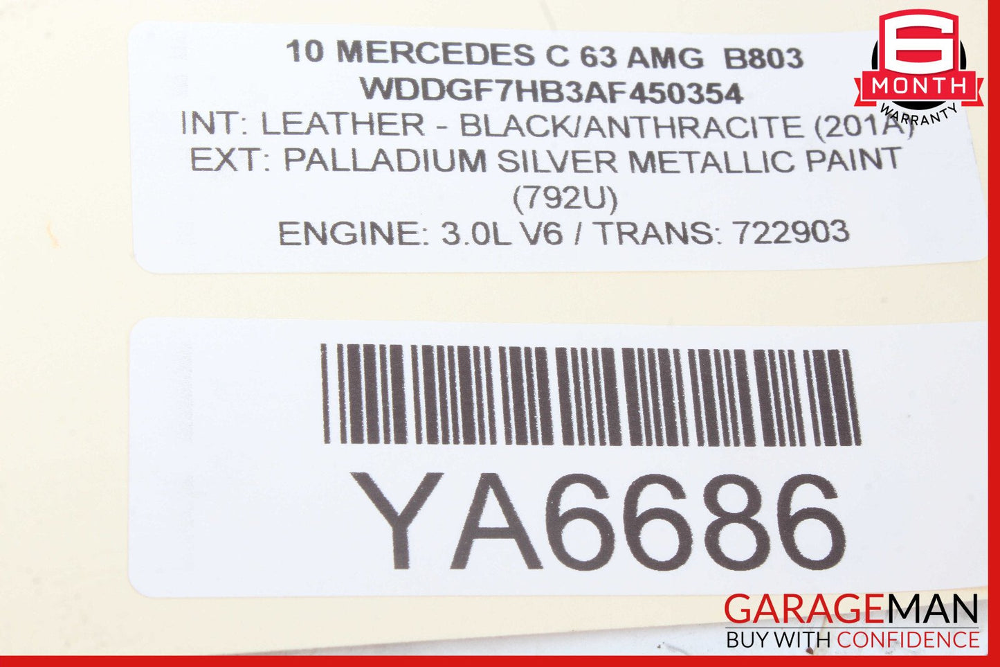 10-11 Mercedes W204 C63 AMG Front Left Side Mirror Door Rear View OEM