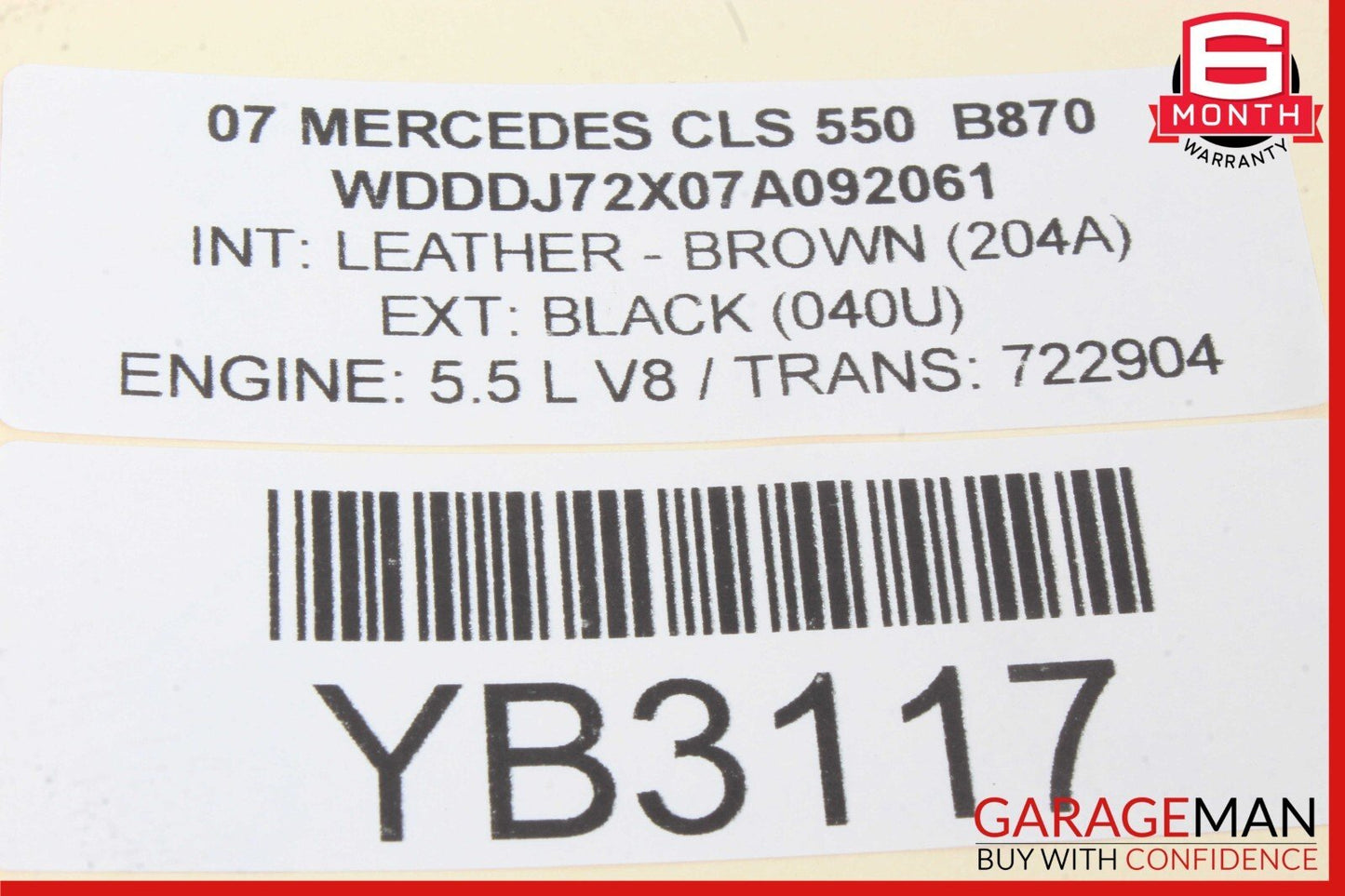 06-08 Mercedes W219 CLS550 CLS63 AMG Front Left Side Mirror Door Rear View OEM