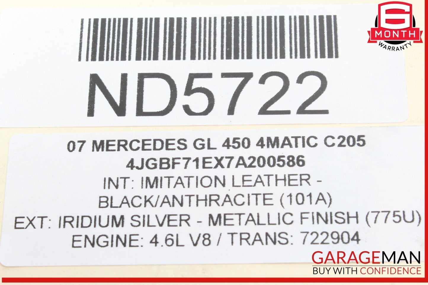 06-19 Mercedes X164 GL450 4MATIC Rear Left and Right Air Suspension Bag Shock