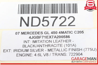 06-19 Mercedes X164 GL450 4MATIC Rear Left and Right Air Suspension Bag Shock