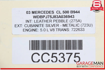 00-06 Mercedes W215 CL500 CL55 AMG Front Bumper Reinforcement Impact Crash Rebar