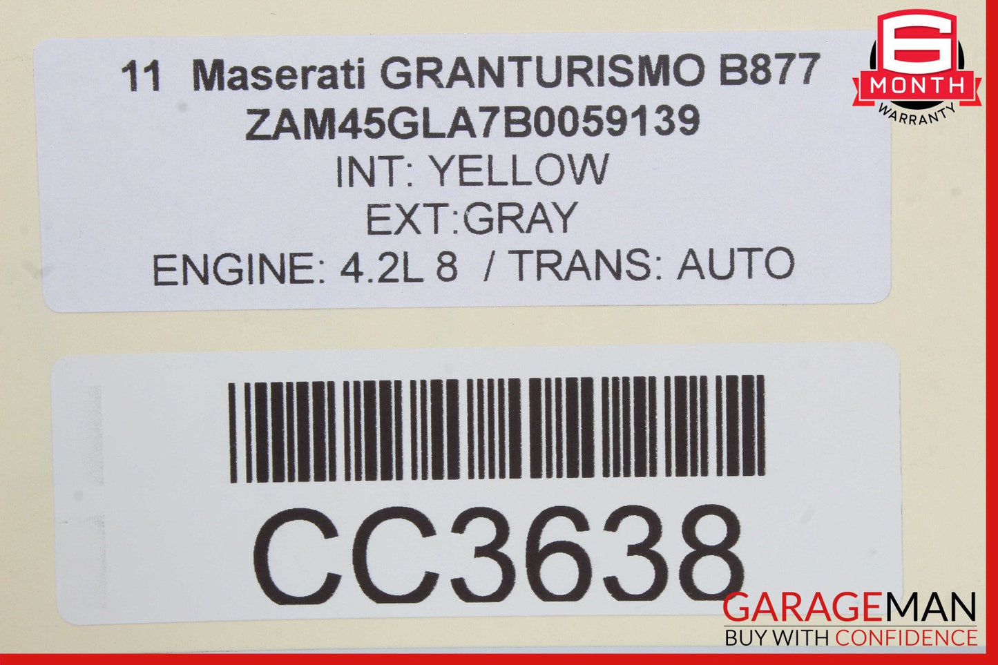 08-14 Maserati GranTurismo M145 Front Right Side Interior Door Panel OEM